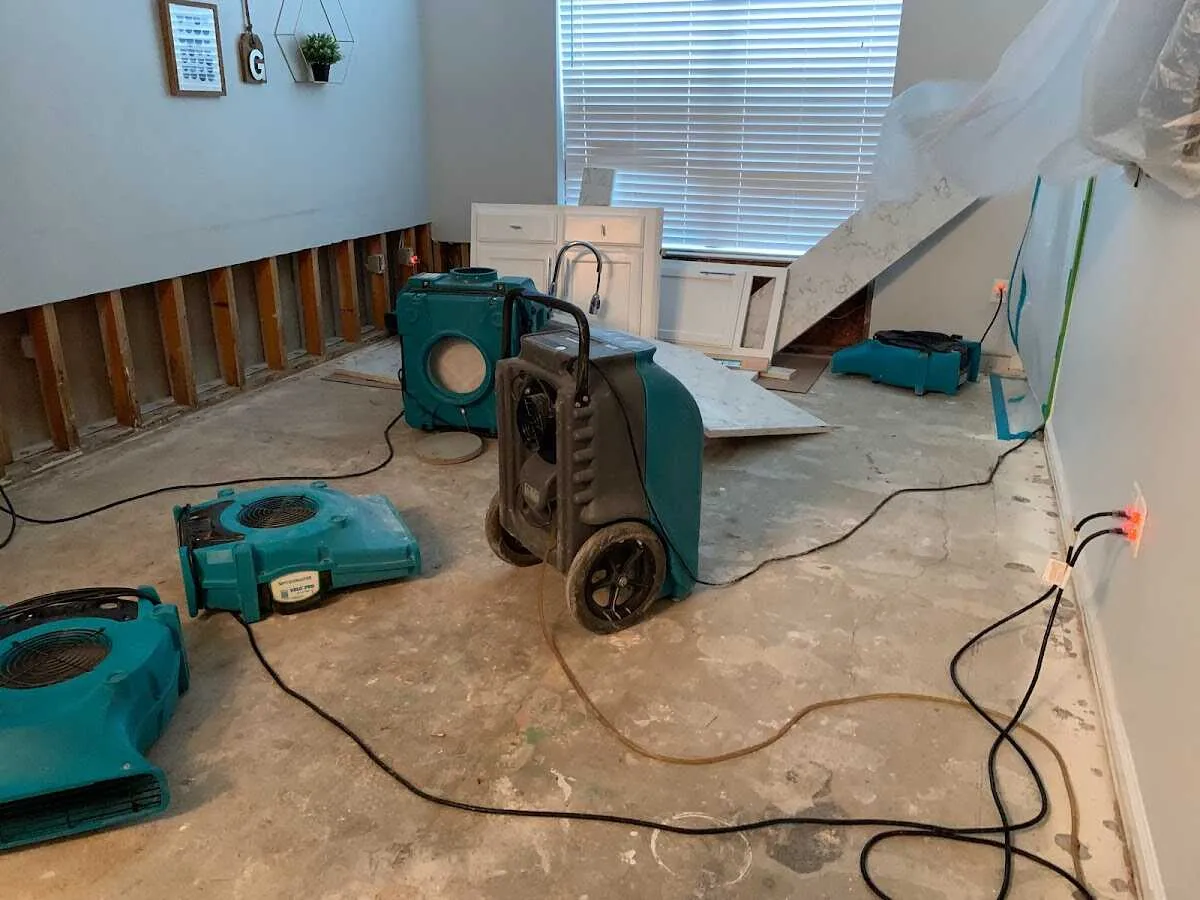 Dehumidifier in flood-cut room for Water Damage Restoration in Del Aire